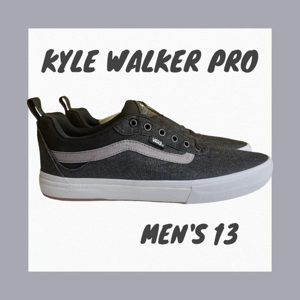 NEW Vans Kyle Walker Pro Men's Denim Black Pewter Grey White Skate Shoes Size 13